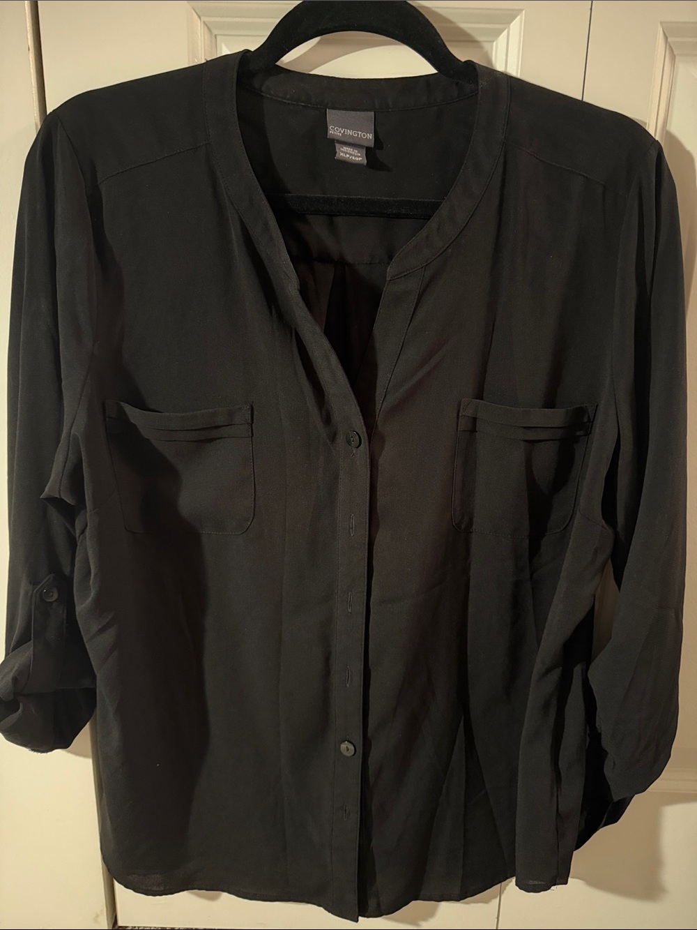 GUC Covington (Sears) black button up dress shirt. Size XL petite.